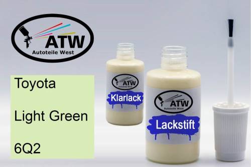 Toyota, Light Green, 6Q2: 20ml Lackstift + 20ml Klarlack - Set, von ATW Autoteile West.